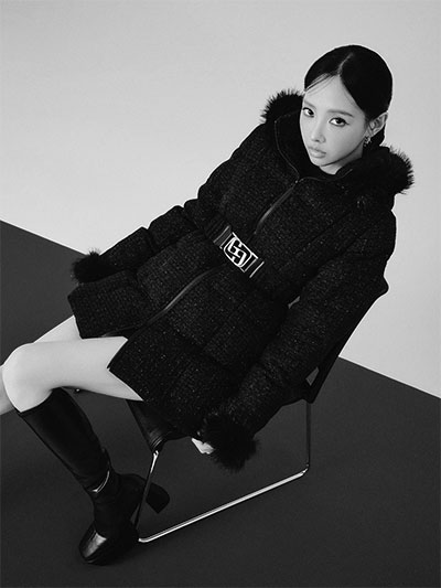LAME TWEED LONG DOWN COAT