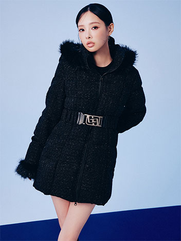 LAME TWEED LONG DOWN COAT