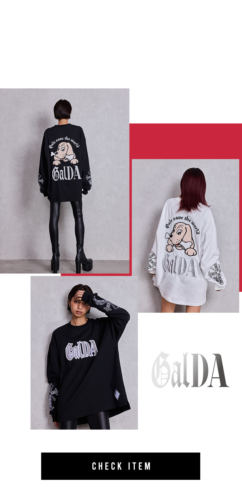 GYDA×GALFY original cross long Tシャツ