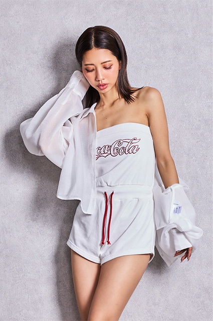 Coca-Cola GLITTER embroidery ロンパース：ホワイト