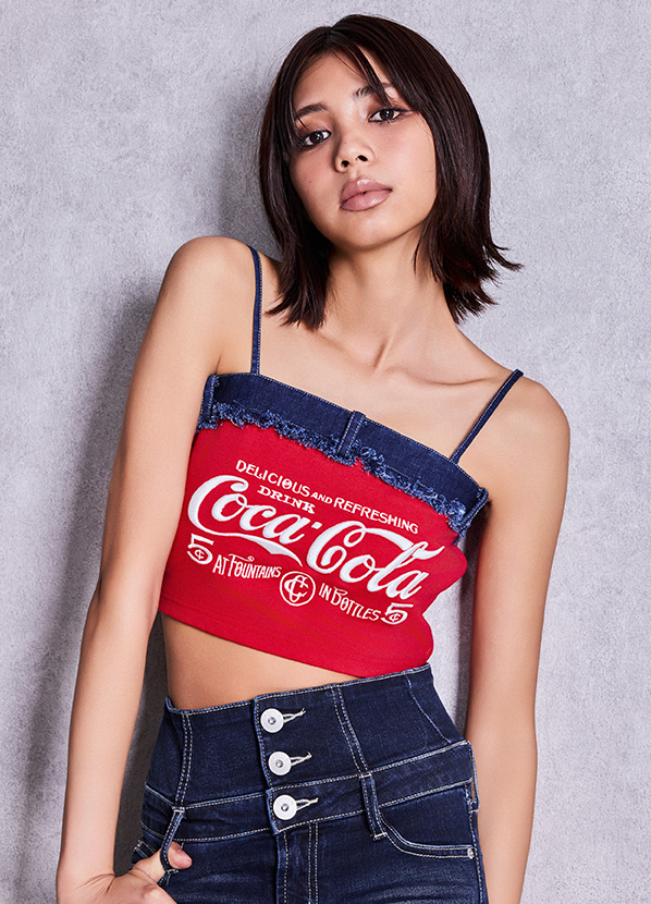Coca-Cola denim docking キャミソール：レッド