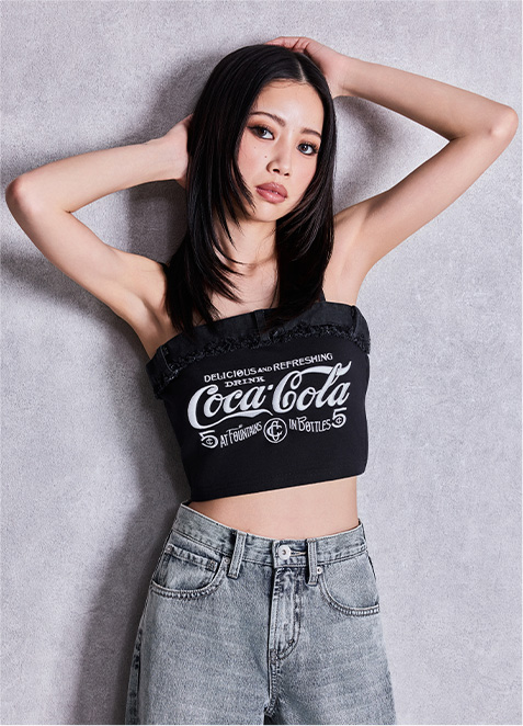 Coca-Cola denim docking キャミソール：ブラック