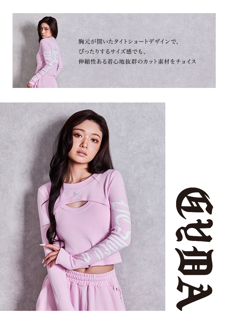 GYDA×DC FRONT OPEN LONG SLEEVEトップス ピンク系