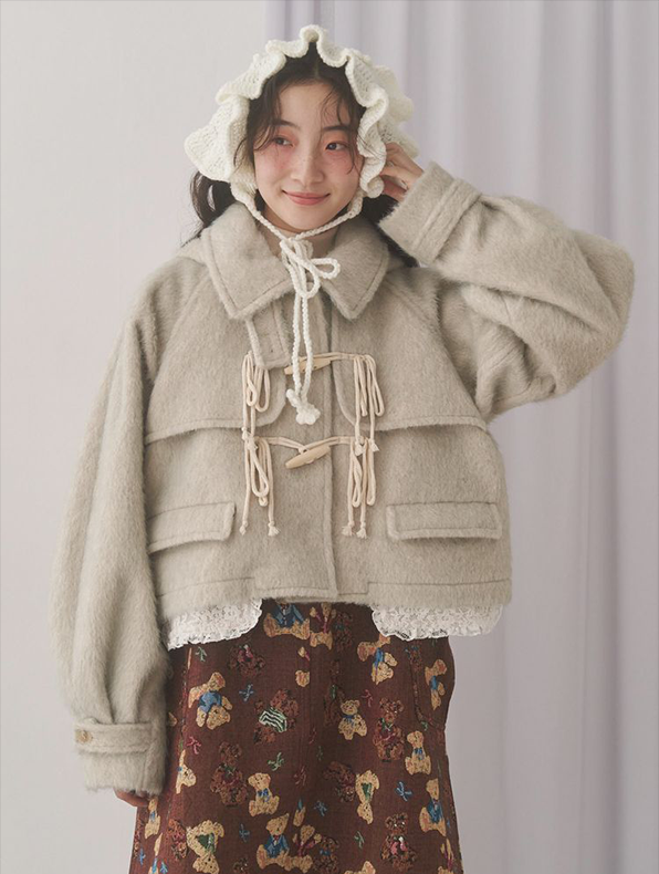 milk shaggy Duffle Coat - 0