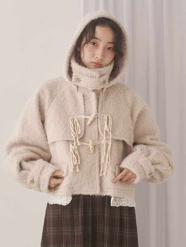 milk shaggy Duffle Coat - 1