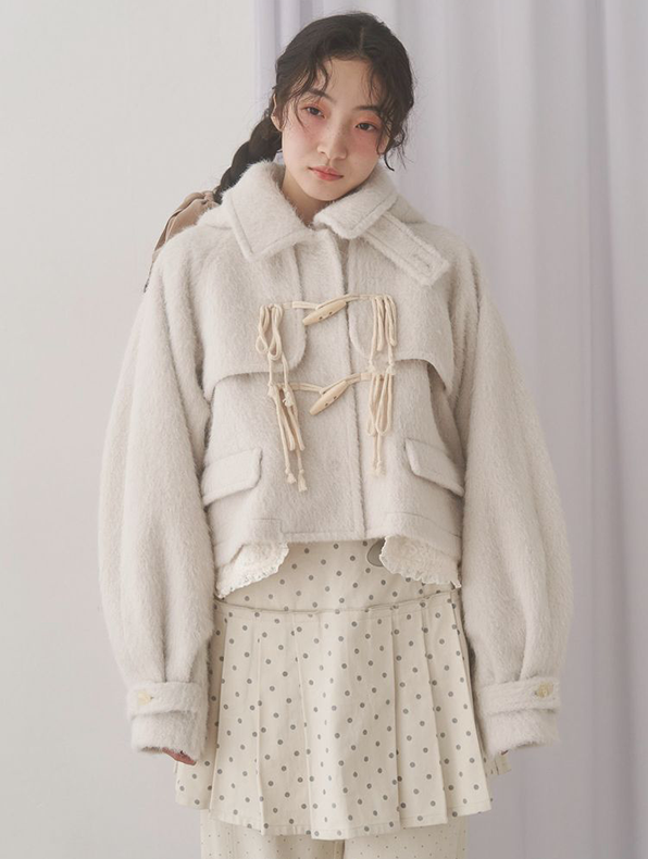 milk shaggy Duffle Coat - 2