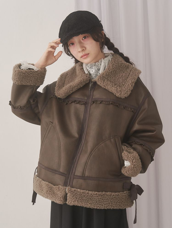 クリームボアムートンブルゾン - 1