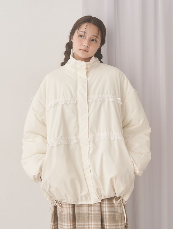 ribbonフリルパデットジャケット - 0