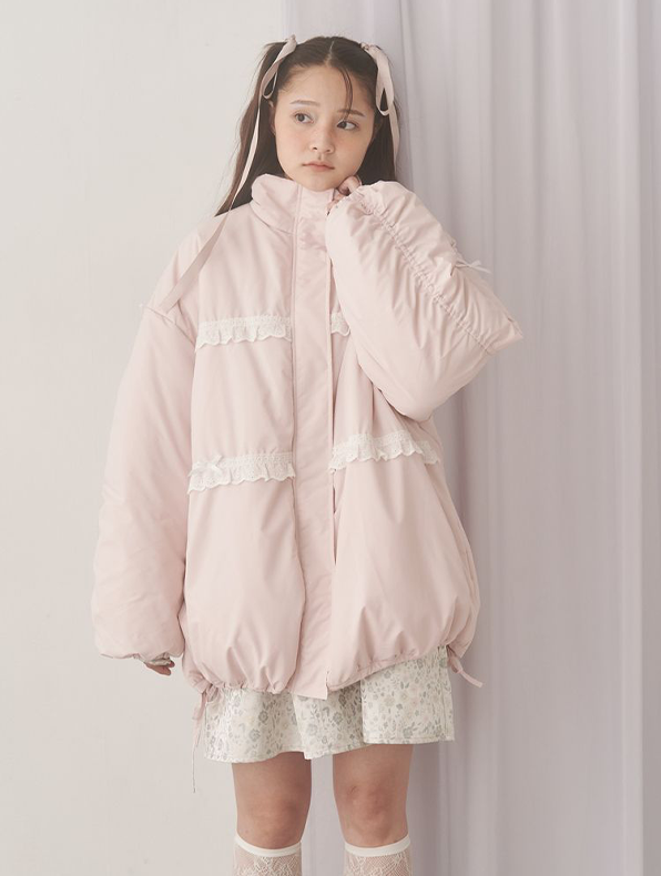 ribbonフリルパデットジャケット - 1