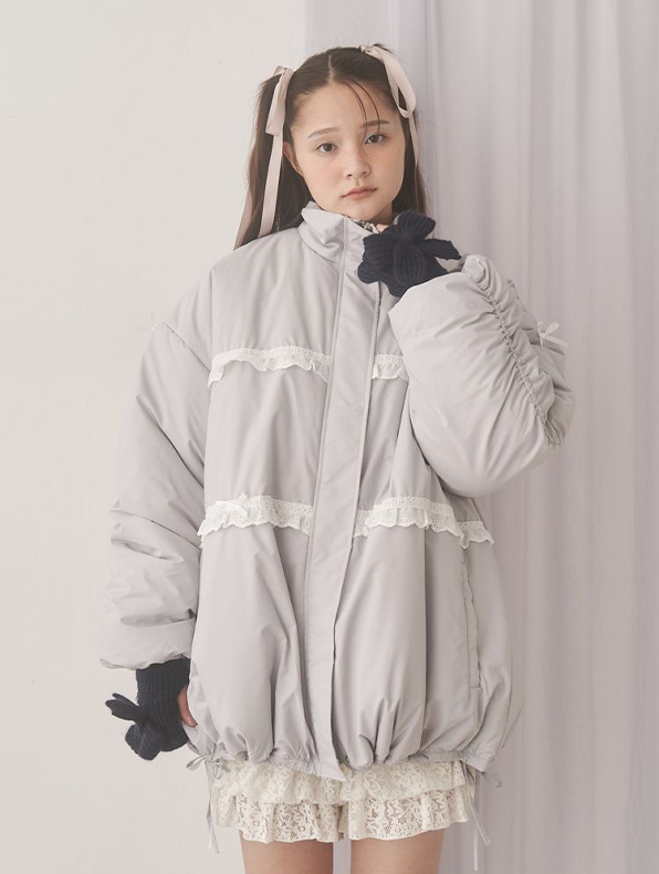 ribbonフリルパデットジャケット - 2