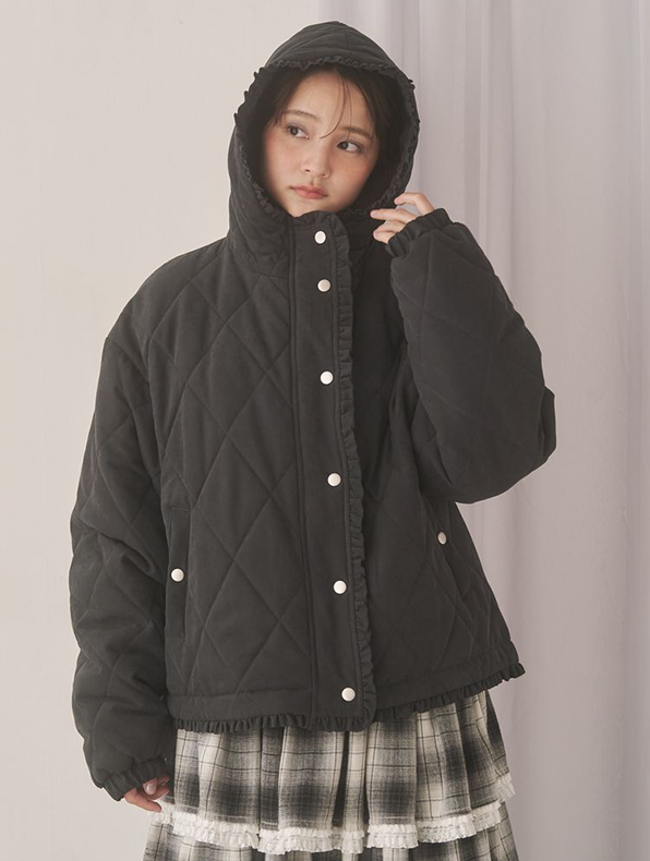 フリルキルティングフードジャケット - 1