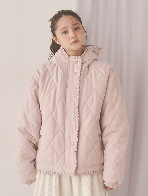 フリルキルティングフードジャケット - 2