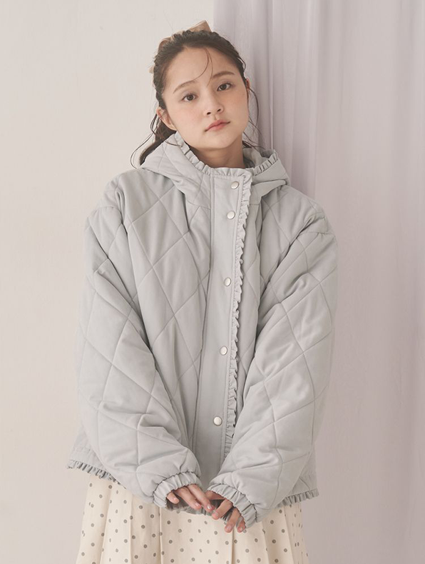 フリルキルティングフードジャケット - 3