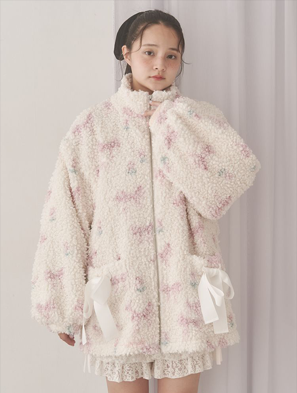 Fluffy Tulip Boa Blouson - 0