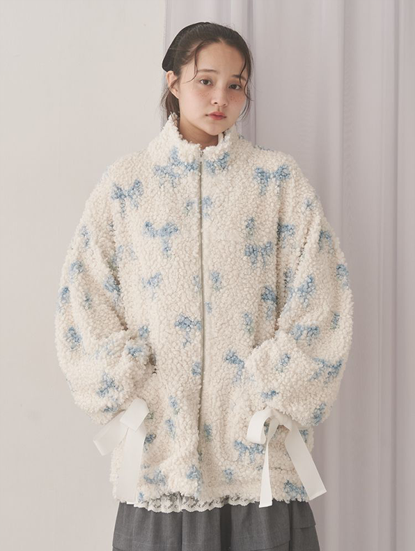 Fluffy Tulip Boa Blouson - 1