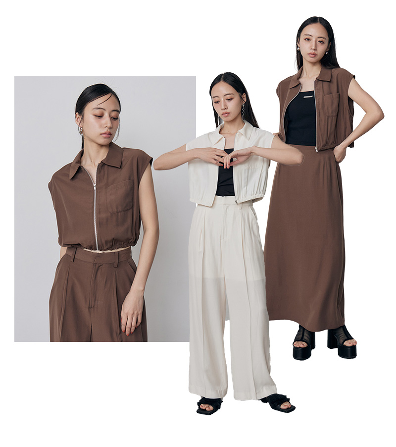 ショートシャツ×選べるボトムスセット 着画