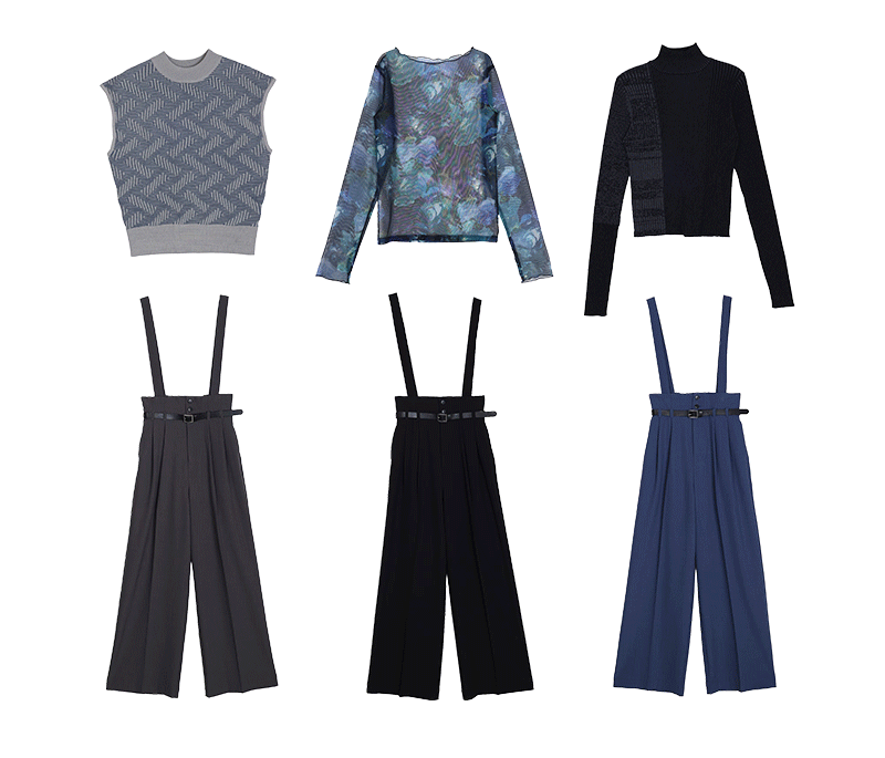 FAUX LEATHER BELT SUSPENDERS PANTS