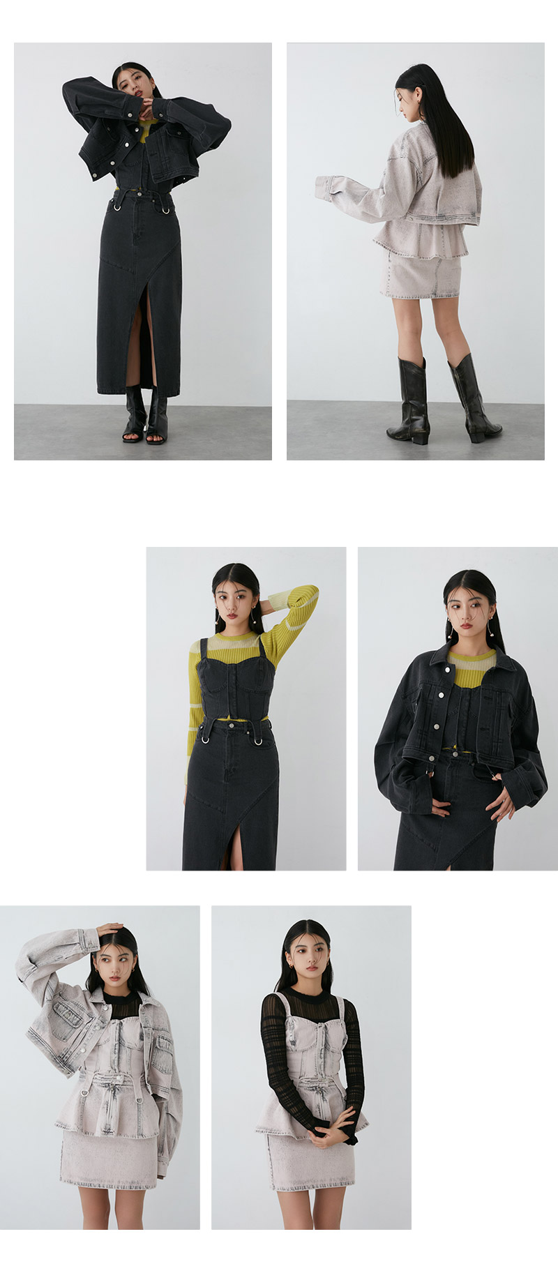 Gジャン×ビスチェ×スカートSET 着画