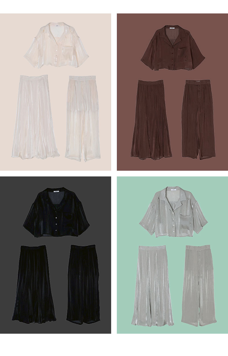 シアーシャツ×選べるボトムスセット 2,200円OFF 着画