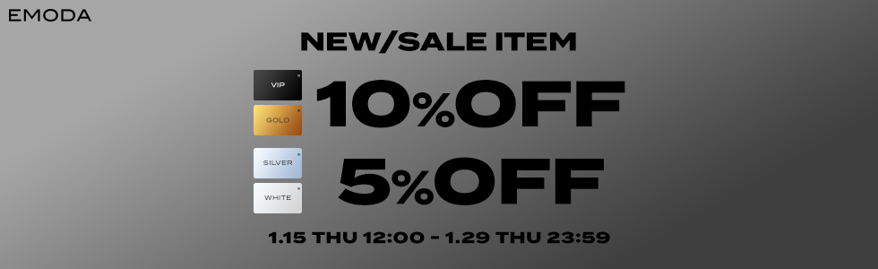 新作・セール商品対象 VIP・GOLD会員:10％OFF/SILVER・WHITE会員:5％OFF