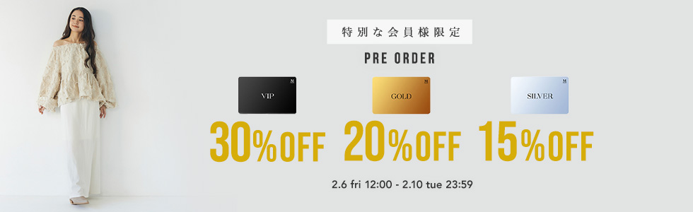 VIP30%OFF GOLD20%OFF SILVER15%OFF