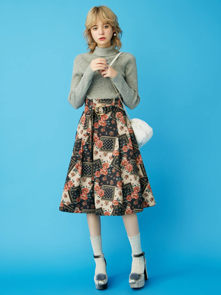 2018 FLOWER PATTERN レトロスカート